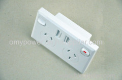 Australia SAA approval 10A power point with Dual USB charger