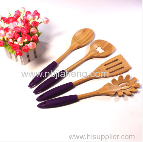 Bamboo spoon with silicone handle