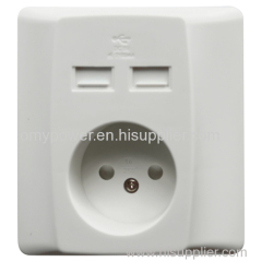 North European 16A electrical wall socket with USB charger