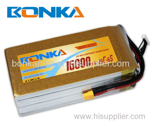 Bonka-16000mah-6S1P-25C muticopter lipo battery