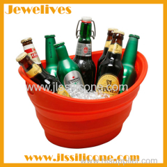 Silicone foldable ice bucket for cooling beer and wine