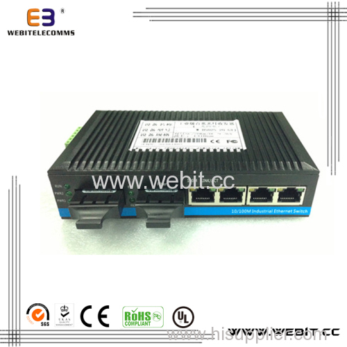 Industrial Fiber Media Converter 4*10/100M Base-TX and 2*100M Base-FX