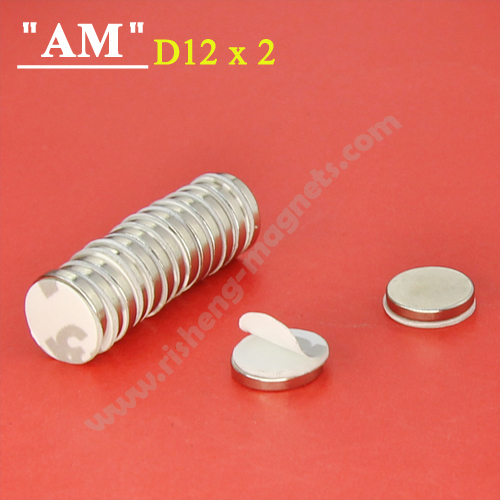 Permanent Neodymium Disc Magnet D12 x 2mm With High Quality 3M White Foam Adhesive Magnet