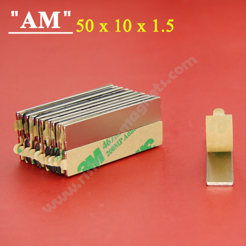 Strong Neodymium Block Magnet N35 50 x 10 x 1.5mm With High Quality 3M 467 Double Sided Adhesive