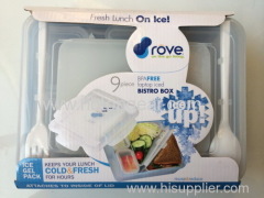 Ice gel pack microwave fresh lunch storage box set