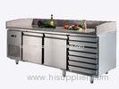 7 Drawers Stainless Steel Pizza Counters , High Efficiency Refrigerated Prep Station