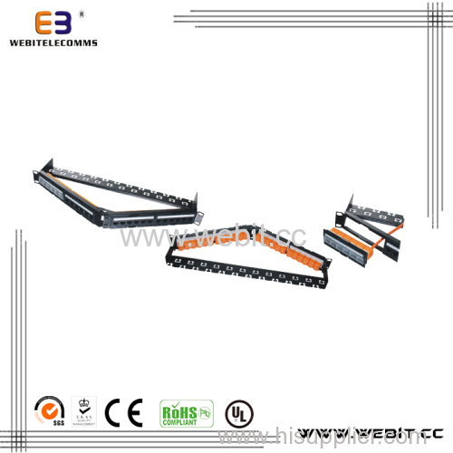 45 degree Angled 19'' 1U 24 ports Cat6A UTP patch panel