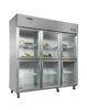 1500L Asian Six Door Chilled Display Unit , Glass Door Refrigerator 1830x800x1930