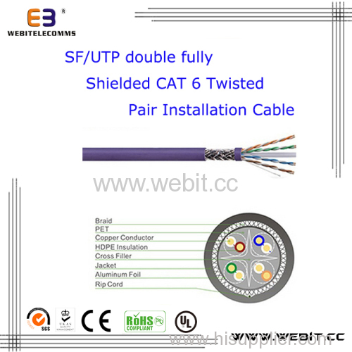 SF/UTP double fully Shielded Cat 6 Twisted Pair Installation cable