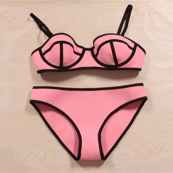 2015 Sexy Womens Neoprene Triangle Bikini Push Up Bathsuit Swimsuit Superfly Swimwear Ld142 