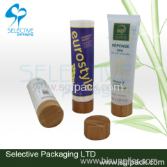 35mm tube with bamboo cap cosmetic plastic tube