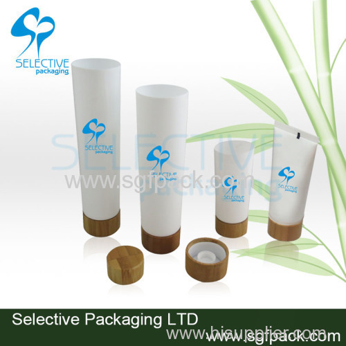 Plastic tube with bamboo lid