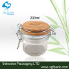 kiner jar PET container with bamboo lid wooden lid for food container 100ml 200ml 300ml 400ml plastic container conister