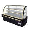 Curved Glass Cake Display Counter Chilled Food Display Cabinets Customized