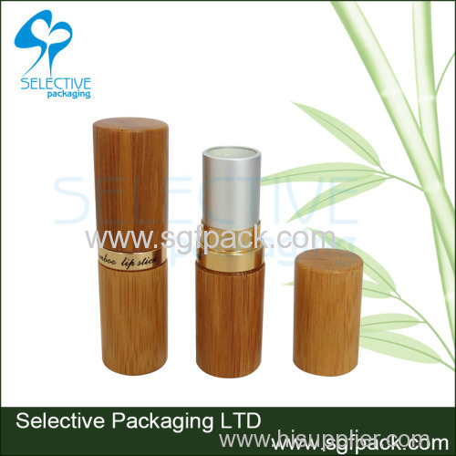 Bamboo lipstick container cosmetic package outer bamboo inner aluminum silver lipstick tube