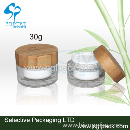 Acrylic cream jar with bamboo cap