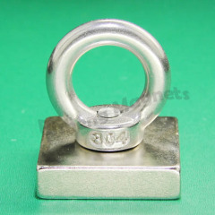 40x40x10mm block magnet with a countersunk Metal Recovery magnets retriever magnete with an eyelet