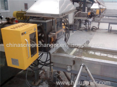 Two channel hydraulic screen changer for plastic extruder