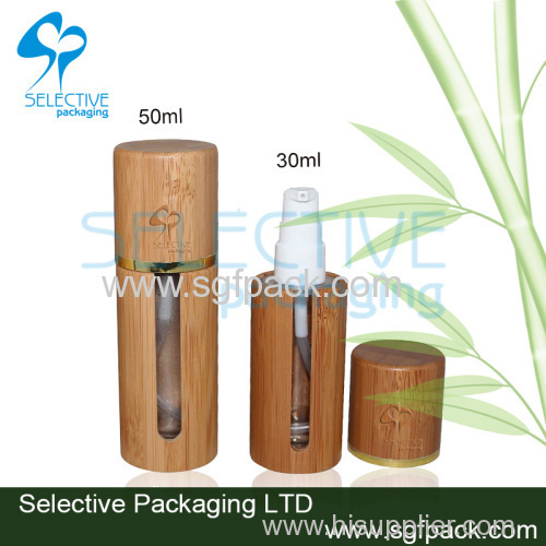 Bamboo lotion bottle with pump