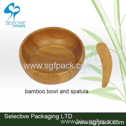 Bamboo Bowl for mask with bamboo spatula cosmetic tool