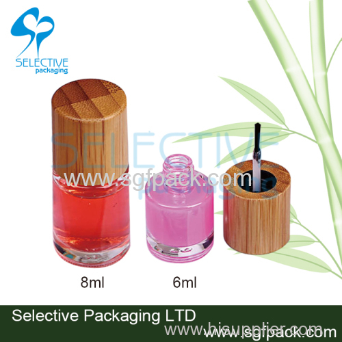 Bamboo cap nail polish glass bottle