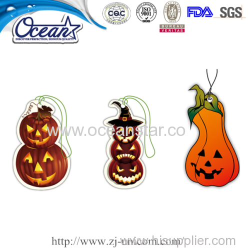 Pumpkin Lantern for Halloween hanging car paper air freshener promotion company