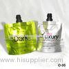 Plastic Stand Up Spout Pouches Green / White With Bottom Gusset