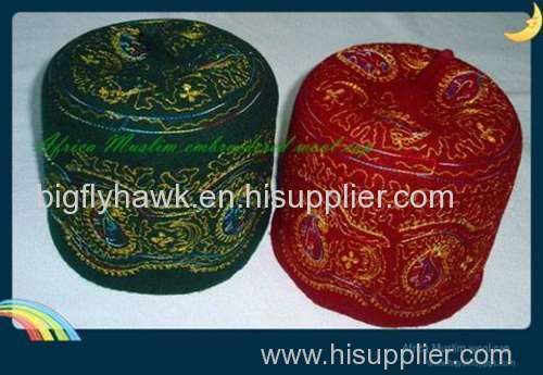 High quality Africa Muslim embroidered wool cap Handmade embroidery Boutique cap HQ004