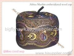 High quality Africa Muslim embroidered wool cap Handmade embroidery Boutique cap HQ002