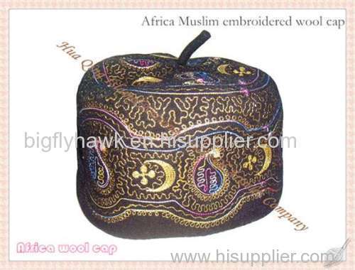 High quality Africa Muslim embroidered wool cap Handmade embroidery Boutique cap HQ006