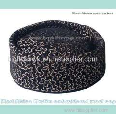 High quality Africa Muslim embroidered wool cap Handmade embroidery Boutique cap HQ007