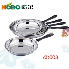 Stainless steel round frying pan with handles
