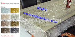 Brushed Metallic Table Cloth with polyester backing most class pvc table cloth in Middle East