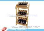 Natural MDF Wood Display Stands SGS / Free Standing Wine Display Shelves For Retail Shop