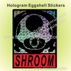 Custom printed hologram destructible eggshell stickers