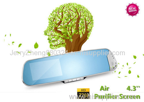 2015 Smart Air Purifier 4.3'' 720p hd Car Mirror Camera Black Box Camcorder DVR of 140 Degree+G-Sensor+Cycle Recording