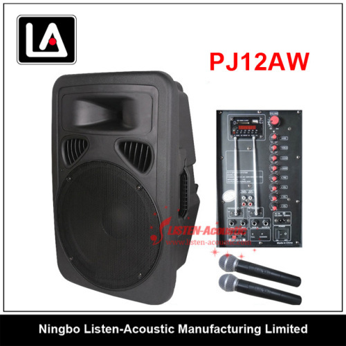 12inch Plastic Portable Cabinet Speaker with Wireless Microphone PJ 12AW