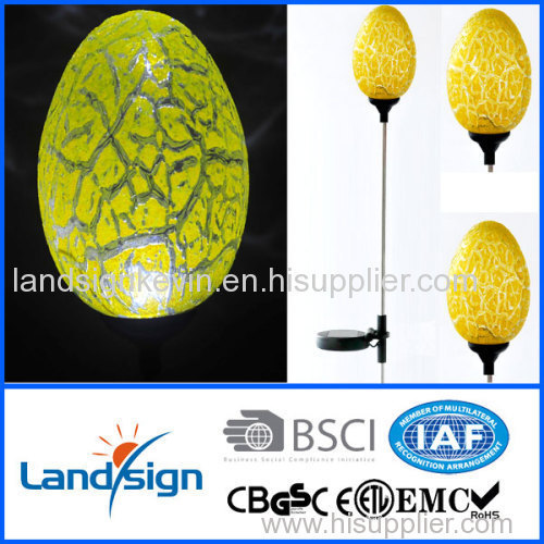 Cixi Landsign CE/ROHS egg shape garden glass light for garden decorations led mini solar torch light with solar panel