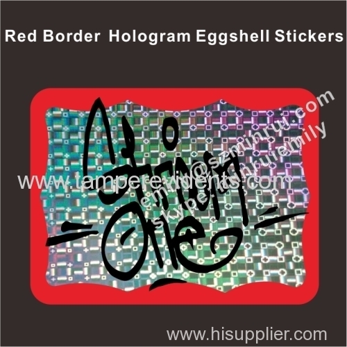 Blank red border hologram egg shell stickers