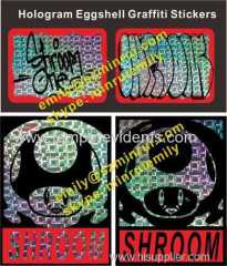 Custom Screen Silk Printed Self Adhesive Hologram Destructible Vinyl Eggshell Graffiti Stickers with Poker Style Printed