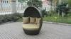 Round Outdoor Rattan Daybed Furniture , Roofed Wicker Lounge Bed