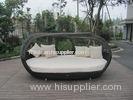 UV Resistant Outdoor Rattan Daybed , Dark Brown Wicker Oval Bed