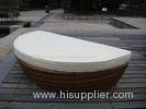 Half Round Outdoor Rattan Daybed With White Cushion And Pillow