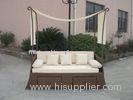 White Roofed Outdoor Rattan Daybed For Balcony / Poolside / Beach