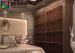 Brown Leather Modern Mirrored Wardrobe Closet With Sliding Doors For Bedroom