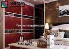 Red Aluminum Closet Mirrored Sliding Door Wardrobe Cabinet with Glass Door