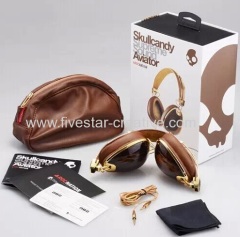 Skullcandy Roc Nation Around-Ear Headphones with Mic Remote for iPhone iPod Brown Gold