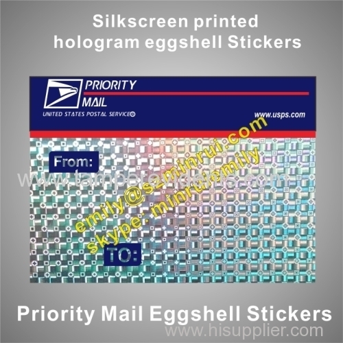 Priotity mail hologram destrutible egg shell stickers