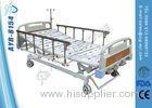 Folding 3 Crank Steel Manual Hospital Beds With Bed Mattress / Bed Side Cabinet