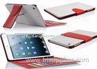 White / Red Apple Apple iPad Protective Case , iPad Mini Wallet Leather Case